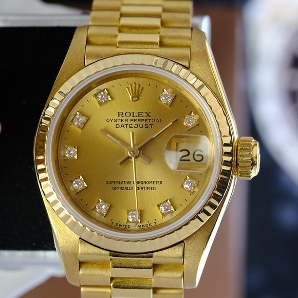 Rolex Datejust 18K Gold Factory Diamond Dial 26mm - Picture 5 of 14